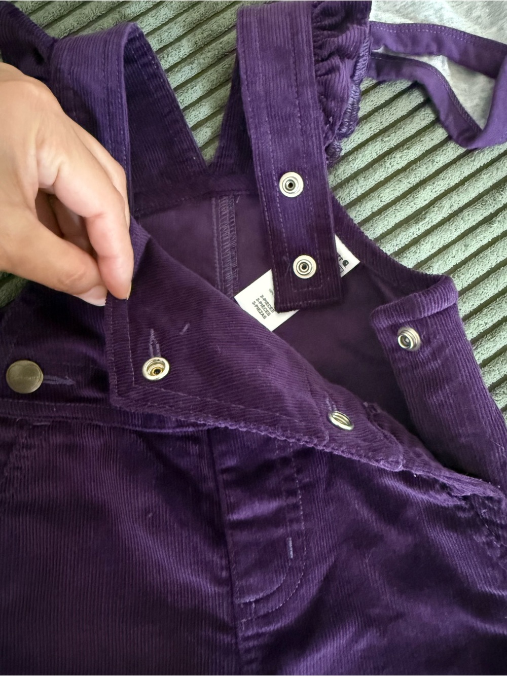 Carhartt Purple Corduroy Overalls with Gray Horse Bodysuit - Picture 9 of 13